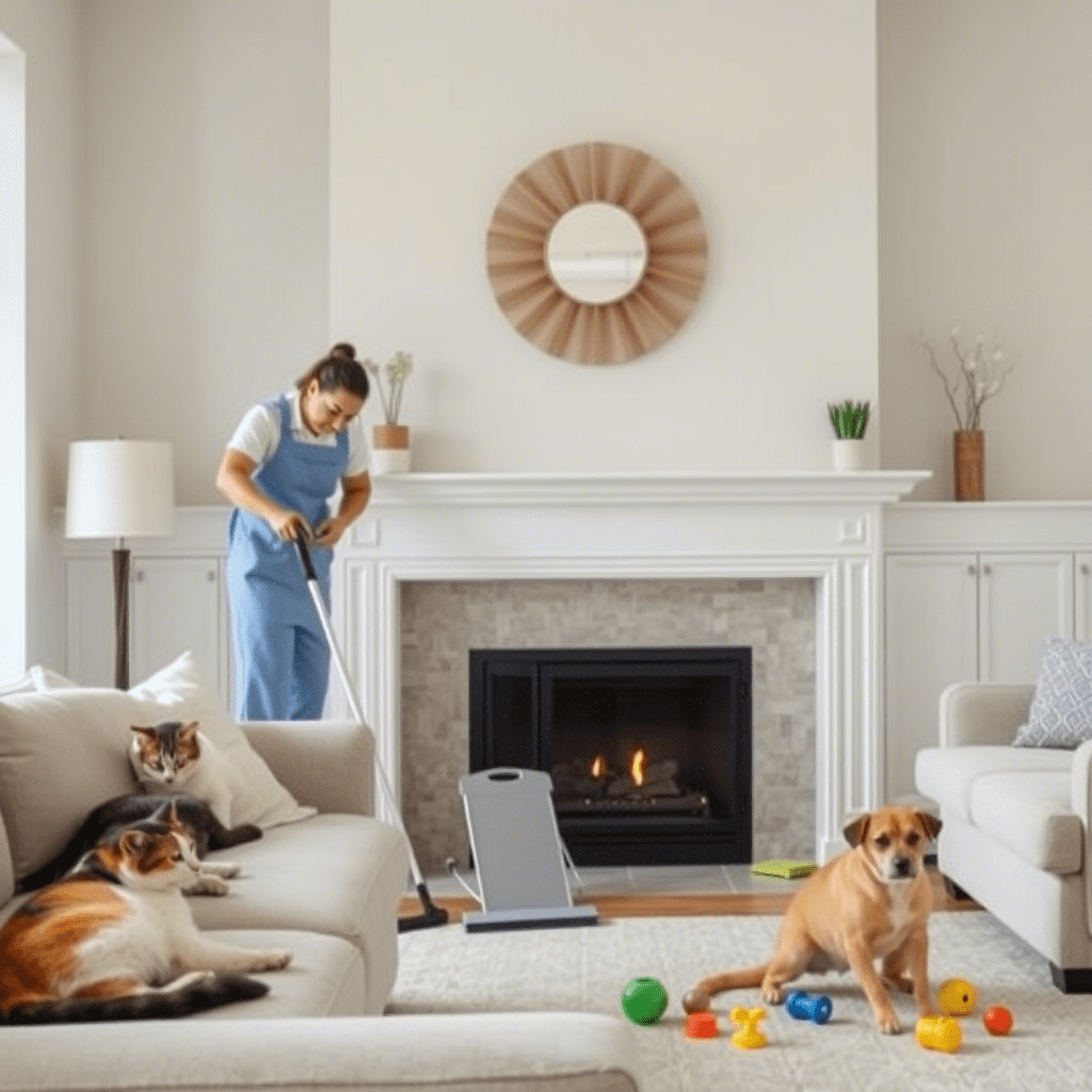 Een vrouw reinigt een woonkamer - SE And SAM Cleaning Service