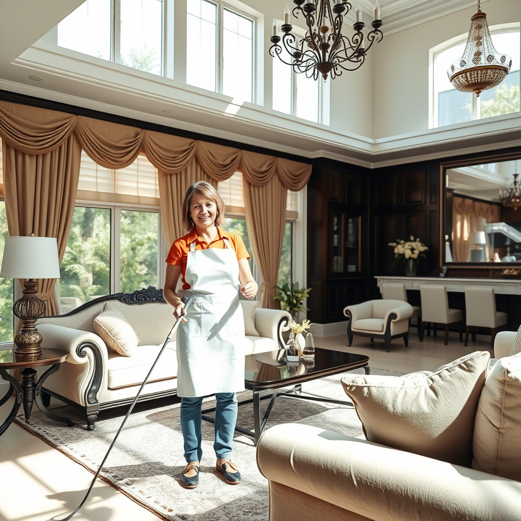 Vrouw stofzuigt elegante kamer - SE And SAM Cleaning Service