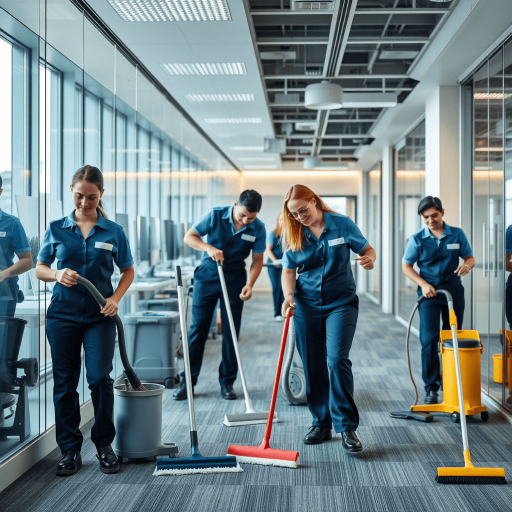 Kantoor schoonmaakploeg aan het werk - SE And SAM Cleaning Service