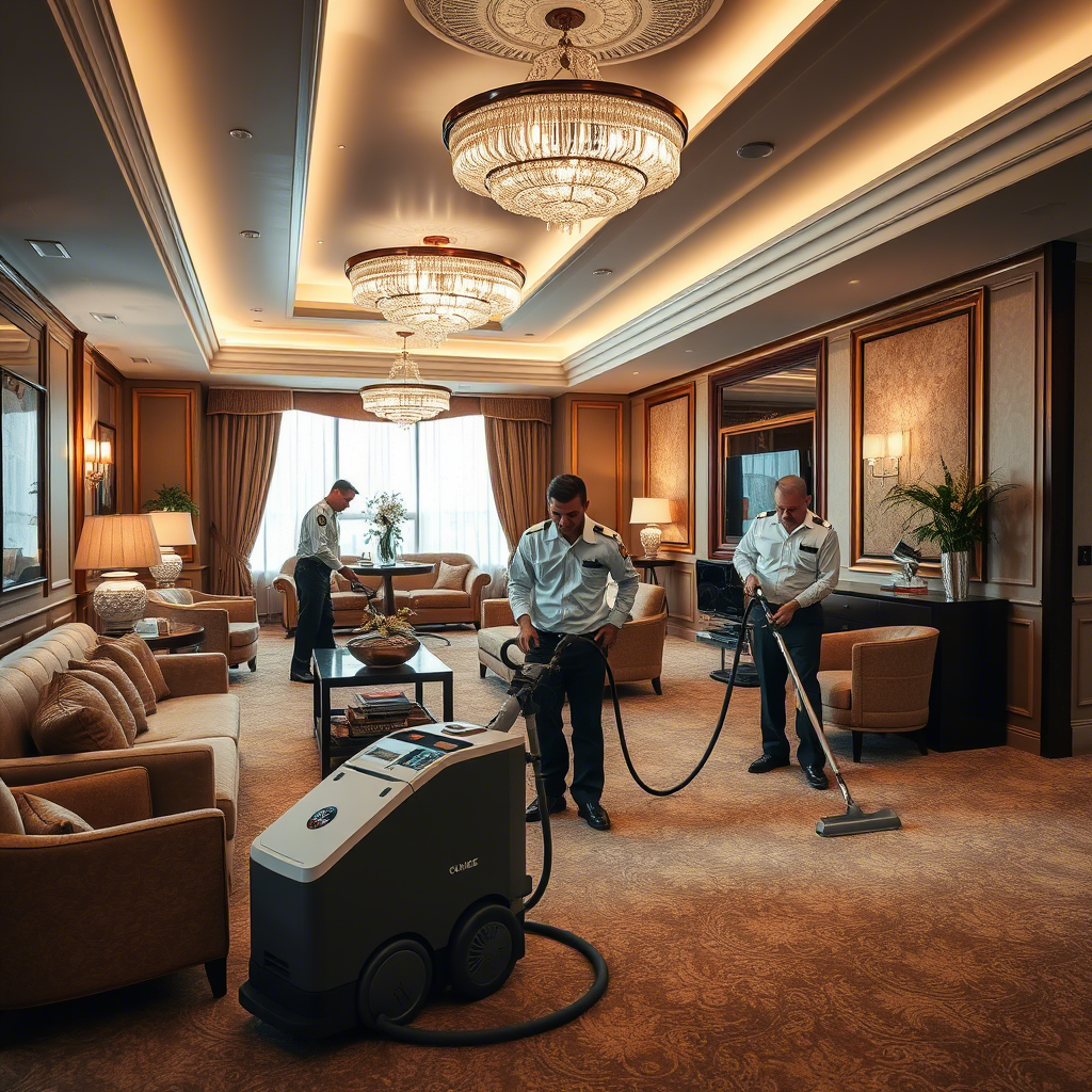 Mannen reinigen luxe hotelkamer - SE And SAM Cleaning Service