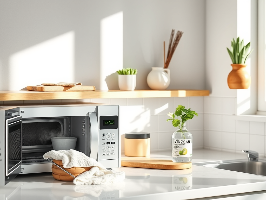 Keuken met magnetron en azijn - SE And SAM Cleaning Service